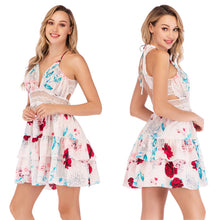 Load image into Gallery viewer, Hawaiian Floral Print Lace Backless Summer Dress