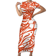 Load image into Gallery viewer, Polynesian Print Fitted Dress