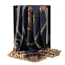 Load image into Gallery viewer, 90 * 90Cm Square Leopard Chain Silk Scarf