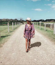 Load image into Gallery viewer, Tropical Floral Boho Chic button-front Dress with Ruffles