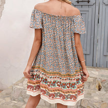 Load image into Gallery viewer, Boho Chic Off Shoulder Peasant Dress