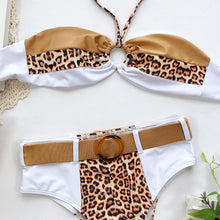 Load image into Gallery viewer, Leopard Print Bandeau High Waist Bikini