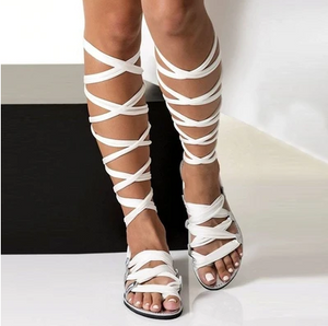 Strappy Silk Roman Sandals