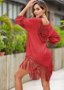 Boho Chic Crochet Fringed Beach Dress