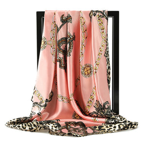 90 * 90Cm Square Leopard Chain Silk Scarf