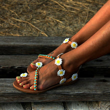 Load image into Gallery viewer, Soft flower embellished boho beach sandals