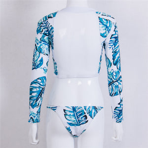 Long Sleeve Rash Guard Tropical print bikini