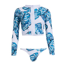 Load image into Gallery viewer, Long Sleeve Rash Guard Tropical print bikini