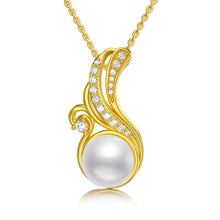 Load image into Gallery viewer, Gold Plated Ocean Wave Pearl Necklace S925 Sterling Silver Pendant