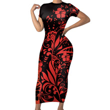 Load image into Gallery viewer, Polynesian Print Fitted Dress