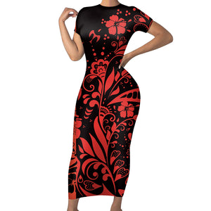 Polynesian Print Fitted Dress