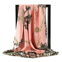 Load image into Gallery viewer, 90 * 90Cm Square Leopard Chain Silk Scarf