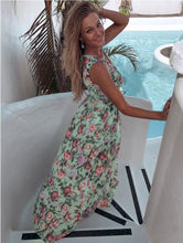 Load image into Gallery viewer, Fitted Floral Print High Slit Beach Dress