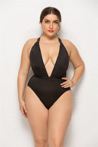 Classic Deep Plunge Mallot with Strappy Back