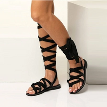 Load image into Gallery viewer, Strappy Silk Roman Sandals