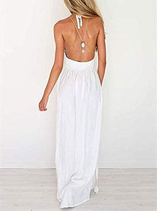 Women's Beach Crochet Backless Bohemian Halter Maxi Long Dress – Lizzie Lahaina Couture Swimwear Made In Maui