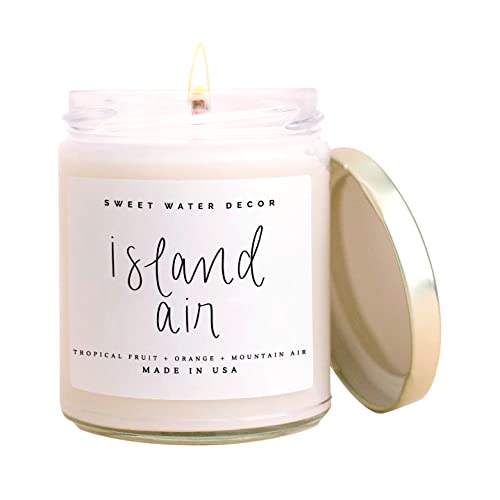Island Air Tropical Fruit, Sugared Citrus, Mountain Greens, Summer Scented Soy Candles for Home | 9oz Clear Jar, 40 Hour Burn Time, Made in the USA
