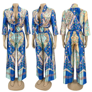 Satin Kimono Pant Set