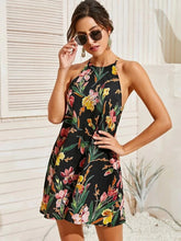 Load image into Gallery viewer, Tropical Print Halter Beach Dress