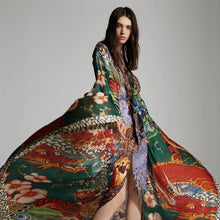 Load image into Gallery viewer, Dragon and Phoenix Floral Kaftan