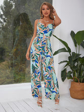 Load image into Gallery viewer, Loose Straight Backless Sling Tropical Print Jumpsuit