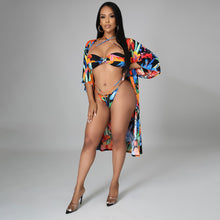 Load image into Gallery viewer, 3 Pc Floral Bikini with matching Cover Up