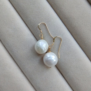 14K Gold Baroque Pearl Earrings/Necklace/Bracelet Three Piece Set