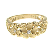 Load image into Gallery viewer, Yellow Gold Plated Silver Hawaiian Plumeria Maile Leaf Cut Out Scroll ring