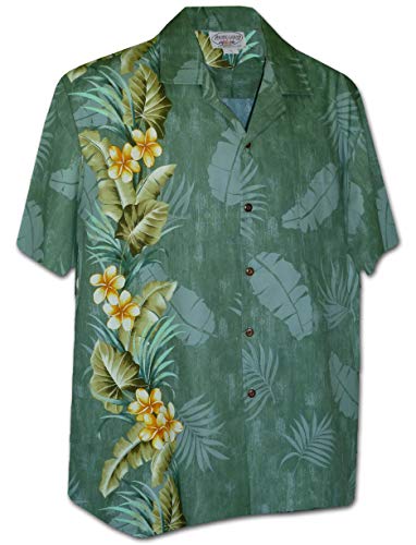 Plumeria Men's Hawaiian Shirts 444-3970-SAGE-L
