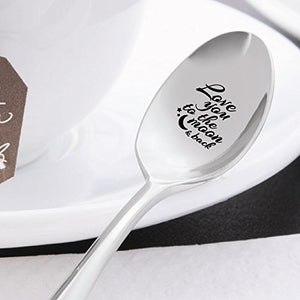 I Love to the Moon and Back Spoon- Best Selling Item - Gift for Him - Gift for Her - Lovers Gift - Spoon Gift: Kitchen & Dining