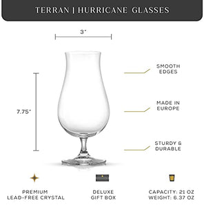 Premium Hurricane Cocktail Glasses Made in Europe - 17-Ounce Crystal Set of 4