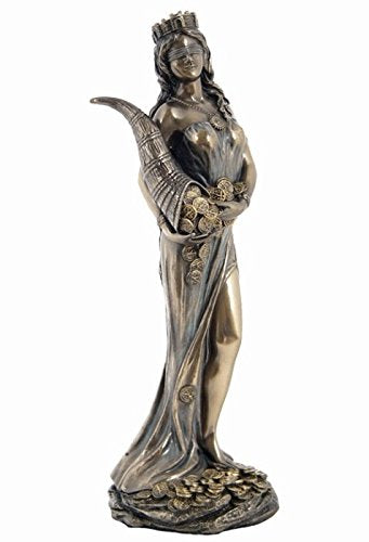 US 7.25 Inch Blinded Greek Goddess Fortuna Cold Cast Bronze Figurine