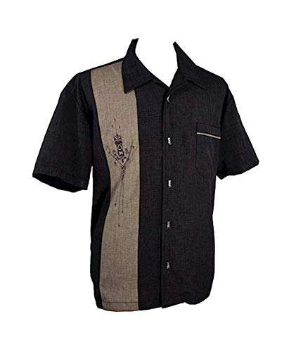 Men's Retro Short-Sleeve Button Down Hawaiian Shirt ~ Tiki 'n Bamboo 5XL