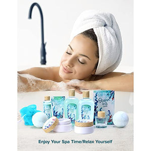 Day Spa Gift Basket for Women, 12Pcs Bath Set with Spa Kit Includes Bath Bombs, Body Lotion, Body Wash, Reed Diffuser