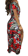 Load image into Gallery viewer, V Neck Floral Print Side Slit Two-Piece Maxi Dress