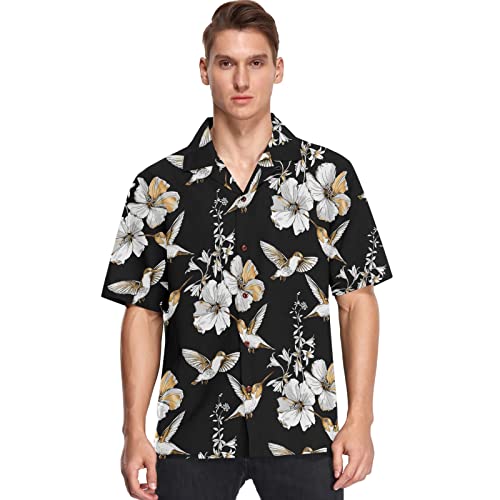 Hummingbird and Hibiscus Print Shirt