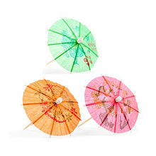 Load image into Gallery viewer, 144PCS cocktail umbrella picks, elegant drink umbrellas, tropical parasol toothpicks assorted colors for party decorations 4IN