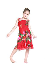 Load image into Gallery viewer, Girl Red Floral Hawaiian Luau Dress in Various Styles