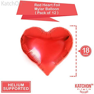 Dozen +1 Red Heart Shape Balloons - 1 I Love U Balloon - Helium Supported - Love Balloons - Valentines Day Decorations and Gift Idea for Him or Her, Wedding Birthday Decorations,Ribbon & Straw Included: Toys & Games
