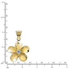 Load image into Gallery viewer, 14k Yellow Gold Plated Sterling Silver CZ Plumeria Pendant Necklace with 18&quot; Box Chain