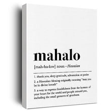 Load image into Gallery viewer, Canvas Wall Art Framed Mahalo Definition Paintings Canvas Prints Poster for Home Office Living Room Bedroom Apartment