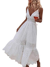 Load image into Gallery viewer, White Eyelet Embroidery Button Down Summer Sun Dress