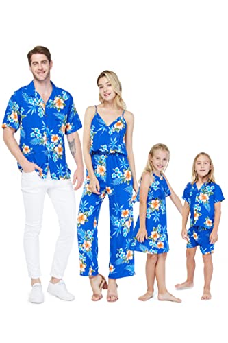 Matching Family Luau Outfits -  Hibiscus Blue