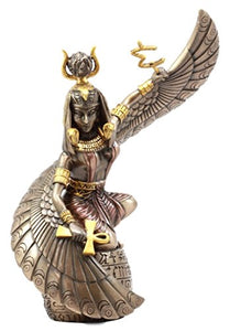 Egyptian Goddess Mother Isis Ra Holding Ankh Figurine 9" H Decorative Statue Collectible