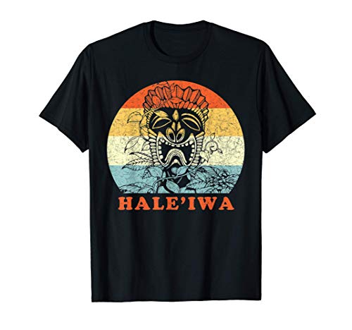 Hale'iwa, Hawaiian Tiki Statue Vintage Retro Vacation T-Shirt
