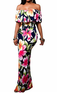 Tropical Temptress Floral Off Shoulder Maxi Dress