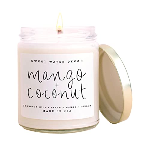 Pineapple, Mango, Coconut Milk, Orange and Peach Tropical Summer Scented Soy Candles for Home | 9oz Clear Jar, 40 Hour Burn Time, Made in the USA