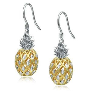 Sterling Silver Pineapple Dangle Hook Earrings