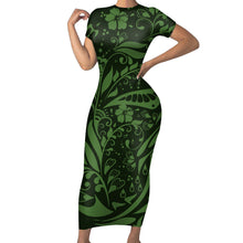 Load image into Gallery viewer, Polynesian Print Fitted Dress