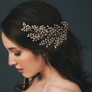 Handmade Pearl Leaves Bridal Hair Jewelry